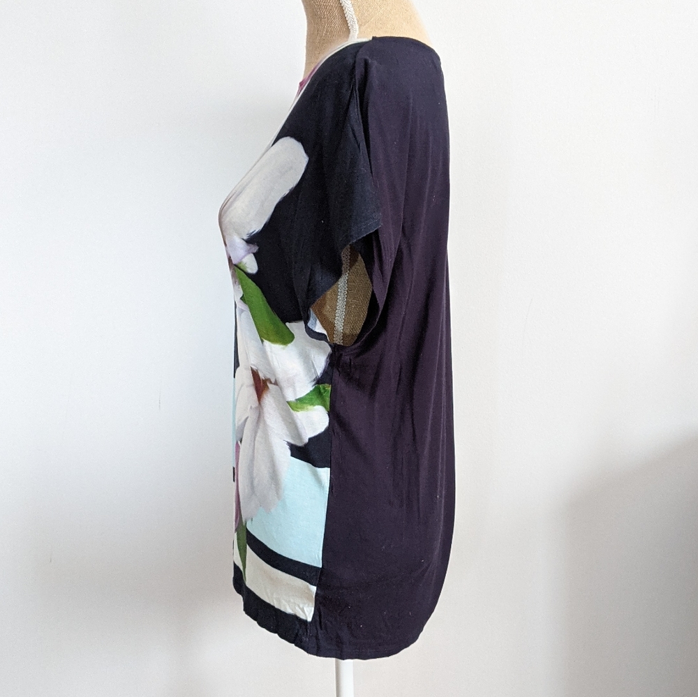 Ted Baker London Black Floral Short Sleeve Tee - Picture 2 of 8